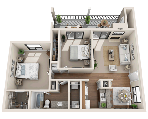 3D apartment floor plan